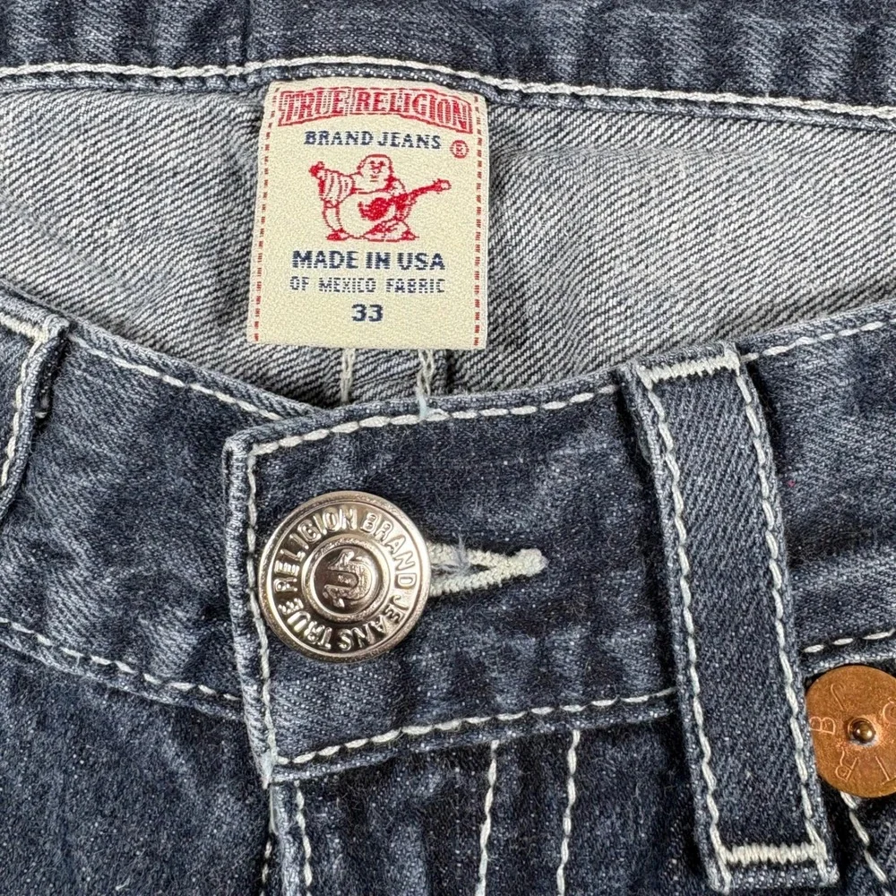 Vintage True Religion Bobby Jeans Mens 33 Made USA Y2K White Horseshoe Stitch